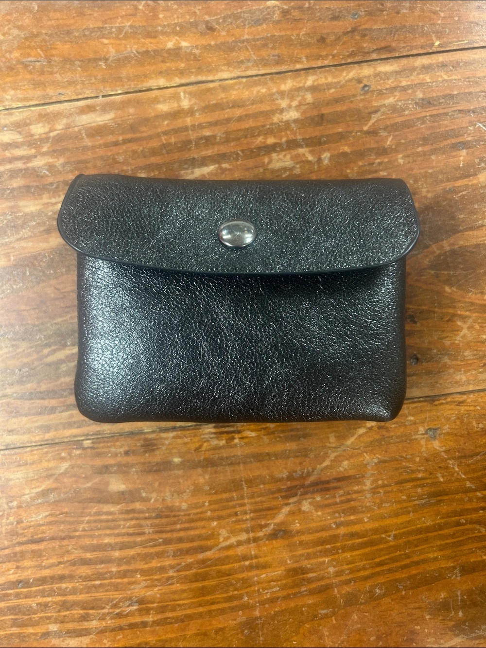 Women's Black Vegan Leather Snap-Top Wallet